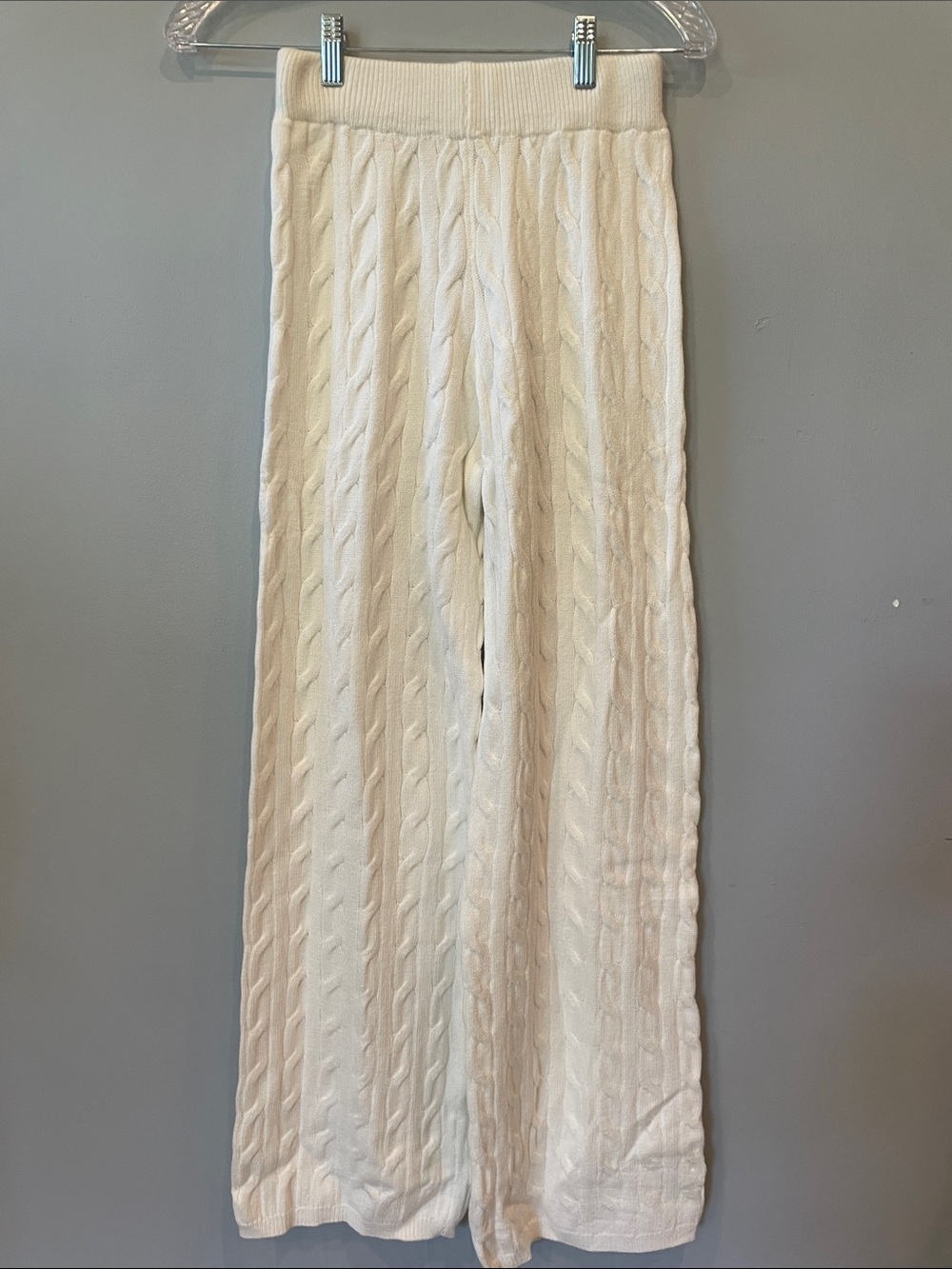 Cream Cable Knit Wide Leg Pants small like new